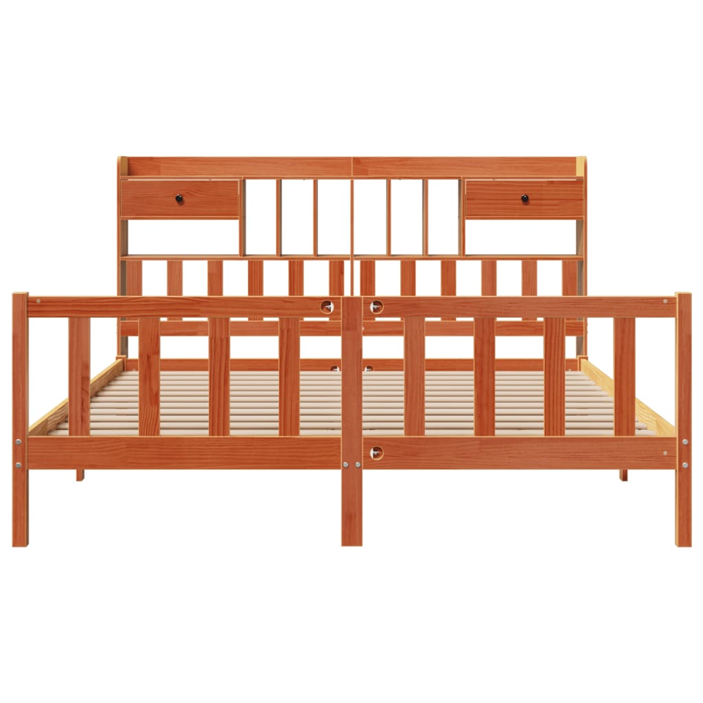 Bookcase Bed without Mattress Wax Brown 180x200 cm Super King Solid Wood Pine