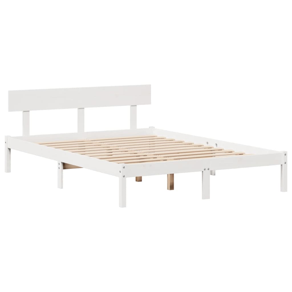 Bookcase Bed without Mattress White 140x190 cm Solid Wood Pine