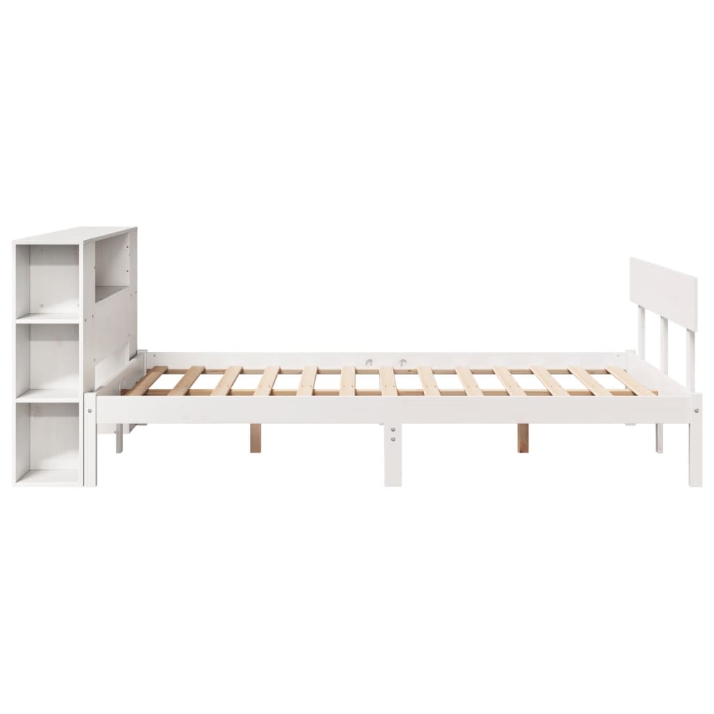 Bookcase Bed without Mattress White 140x190 cm Solid Wood Pine