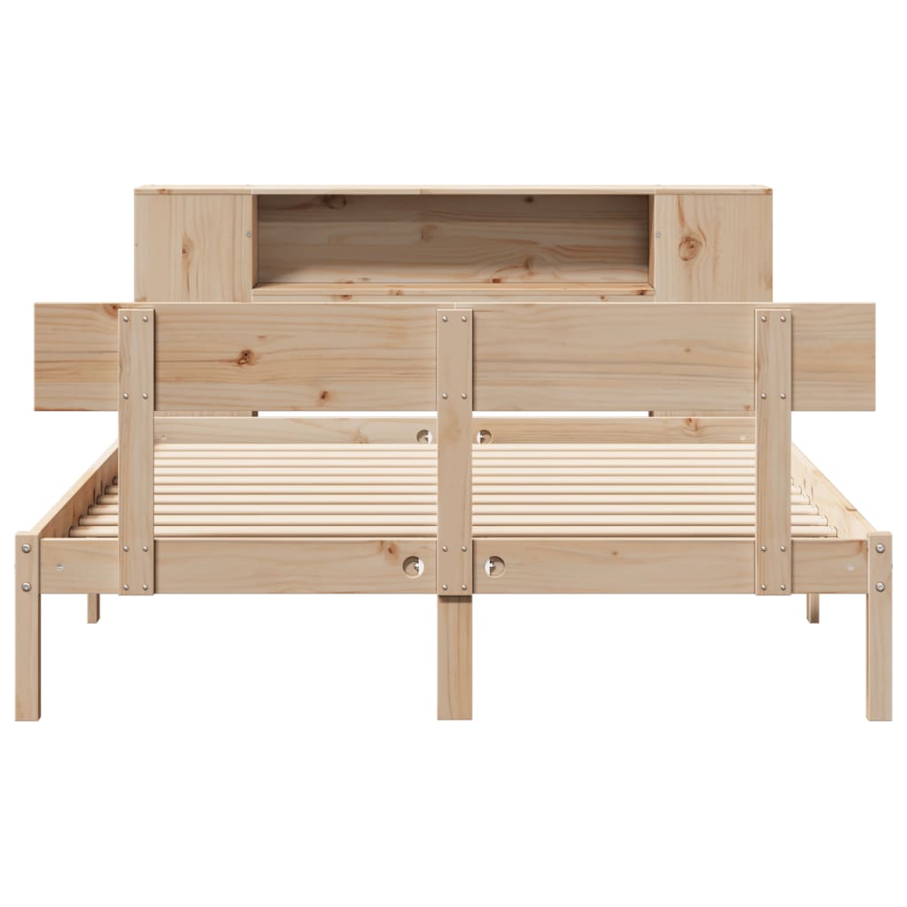 Bookcase Bed without Mattress 150x200 cm King Size Solid Wood Pine