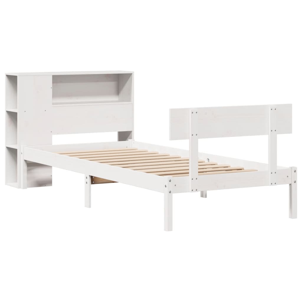 Bookcase Bed without Mattress White 90x190 cm Single Solid Wood Pine
