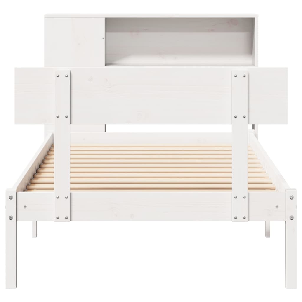 Bookcase Bed without Mattress White 90x200 cm Solid Wood Pine