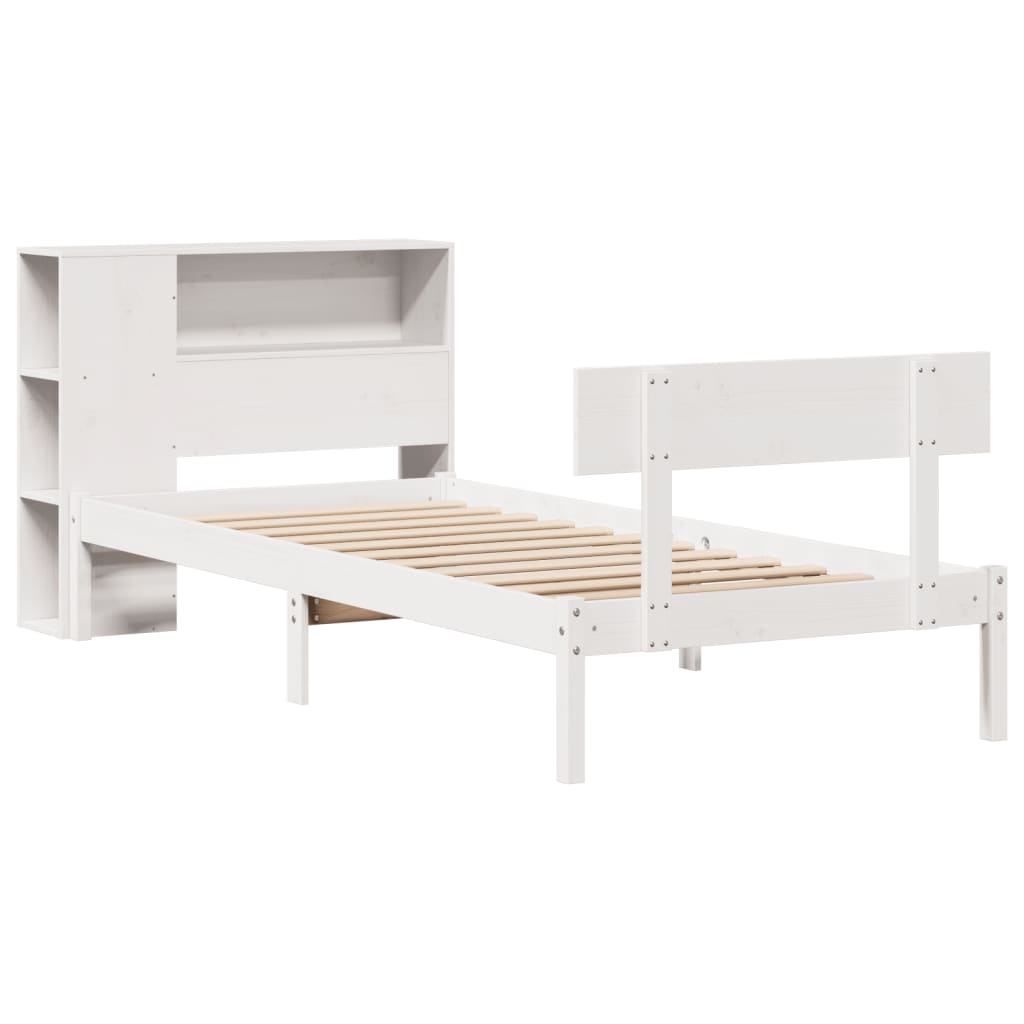 Bookcase Bed without Mattress White 100x200 cm Solid Wood Pine