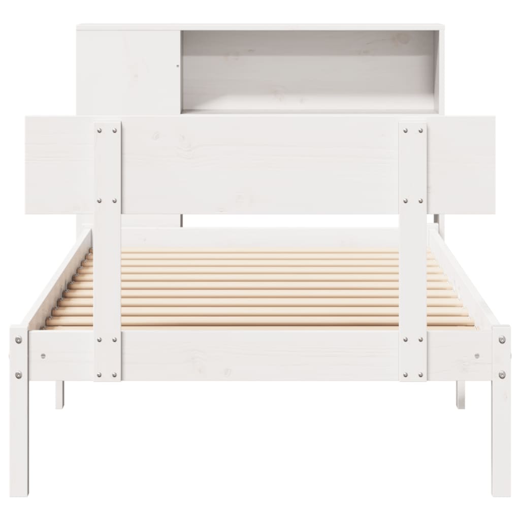 Bookcase Bed without Mattress White 100x200 cm Solid Wood Pine
