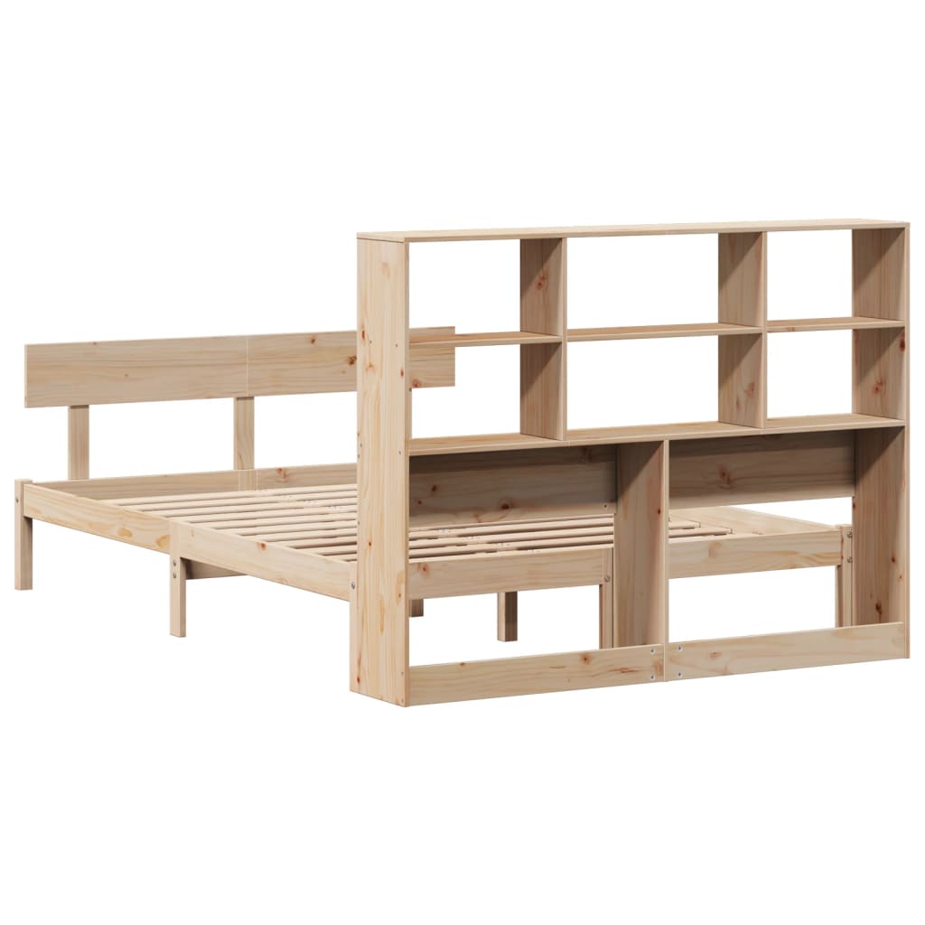 Bookcase Bed without Mattress 140x200 cm Solid Wood Pine