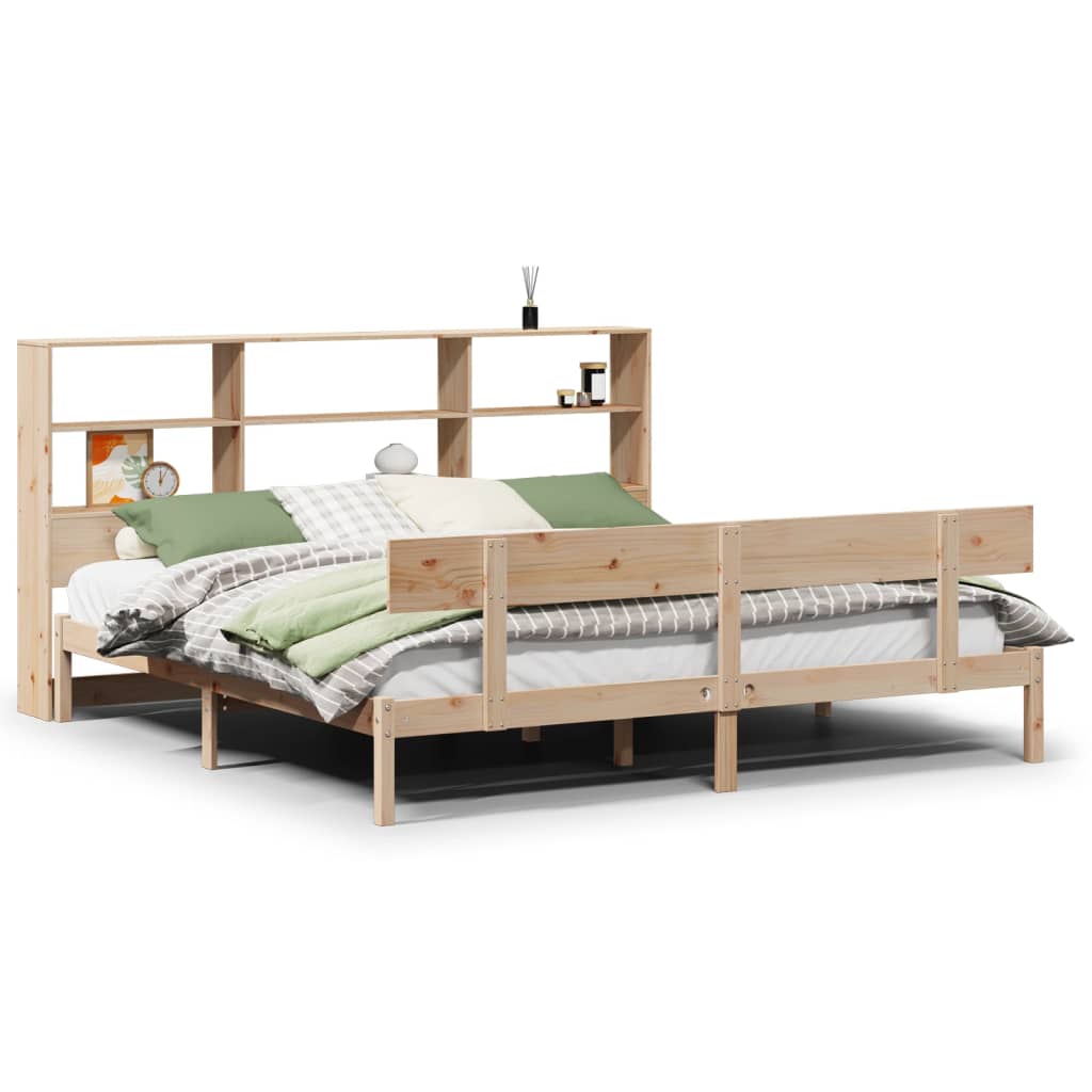 Bookcase Bed without Mattress 180x200 cm Super King Solid Wood Pine