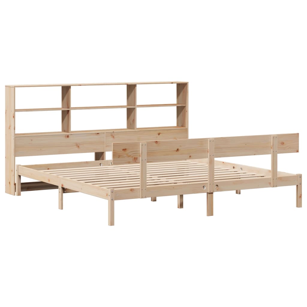 Bookcase Bed without Mattress 180x200 cm Super King Solid Wood Pine