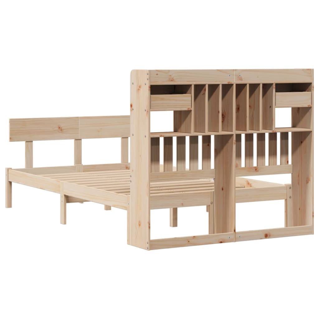 Bookcase Bed without Mattress 135x190 cm Double Solid Wood Pine