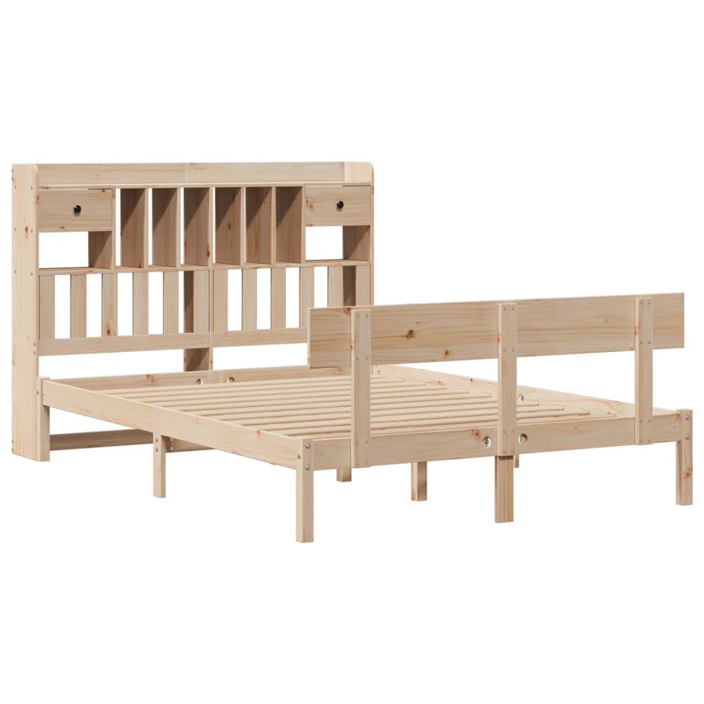 Bookcase Bed without Mattress 140x190 cm Solid Wood Pine