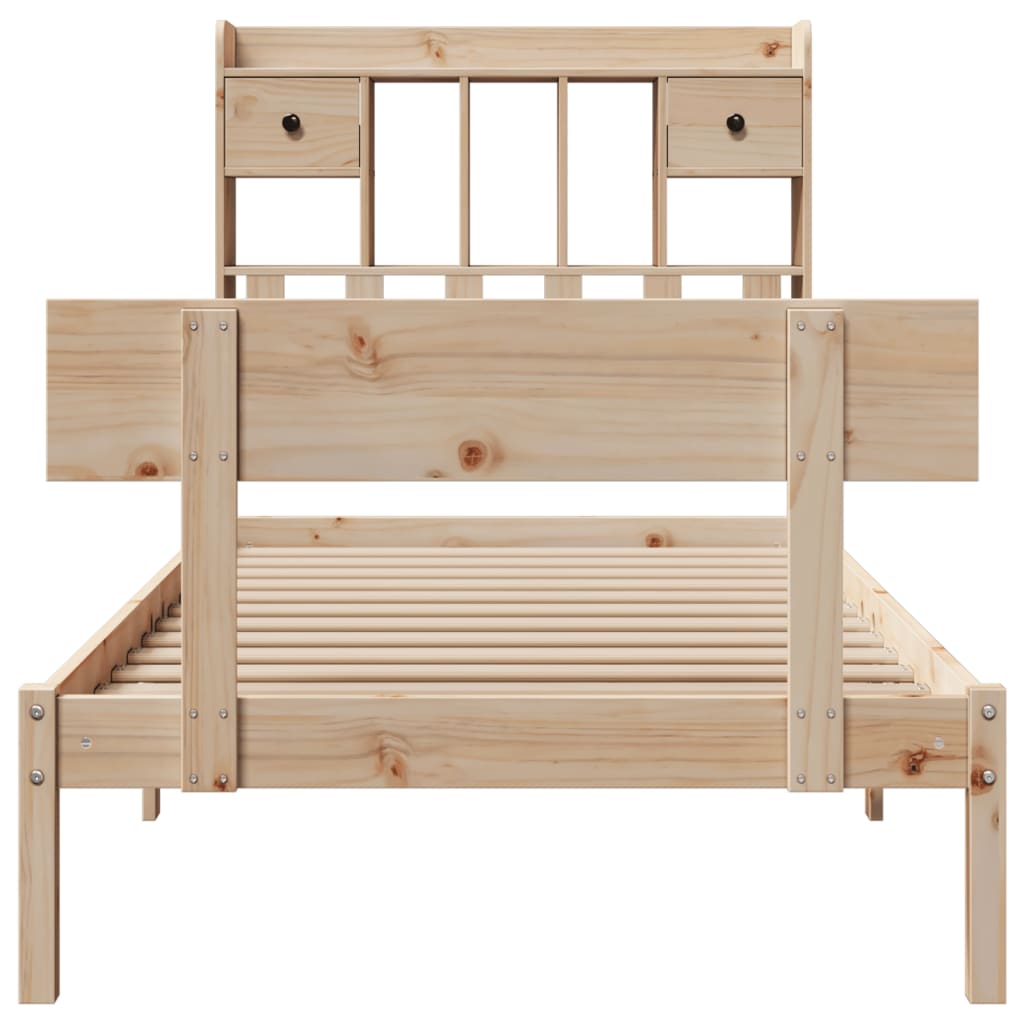 Bookcase Bed without Mattress 90x200 cm Solid Wood Pine