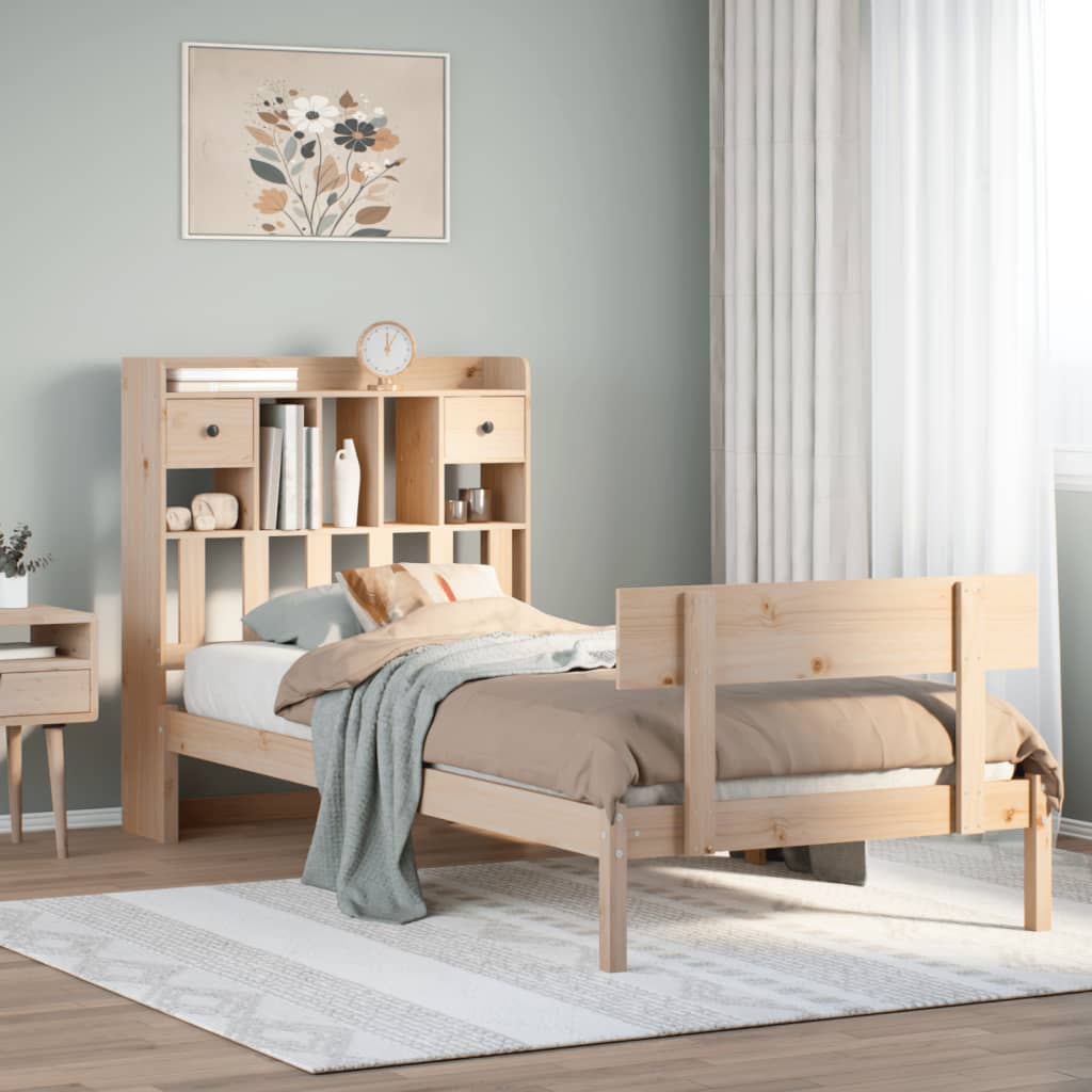 Bookcase Bed without Mattress 90x200 cm Solid Wood Pine