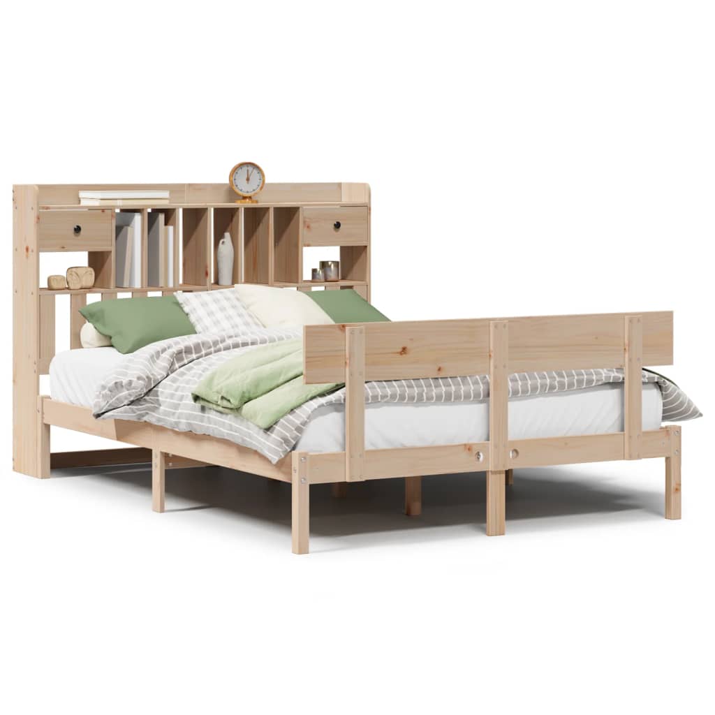 Bookcase Bed without Mattress 140x200 cm Solid Wood Pine