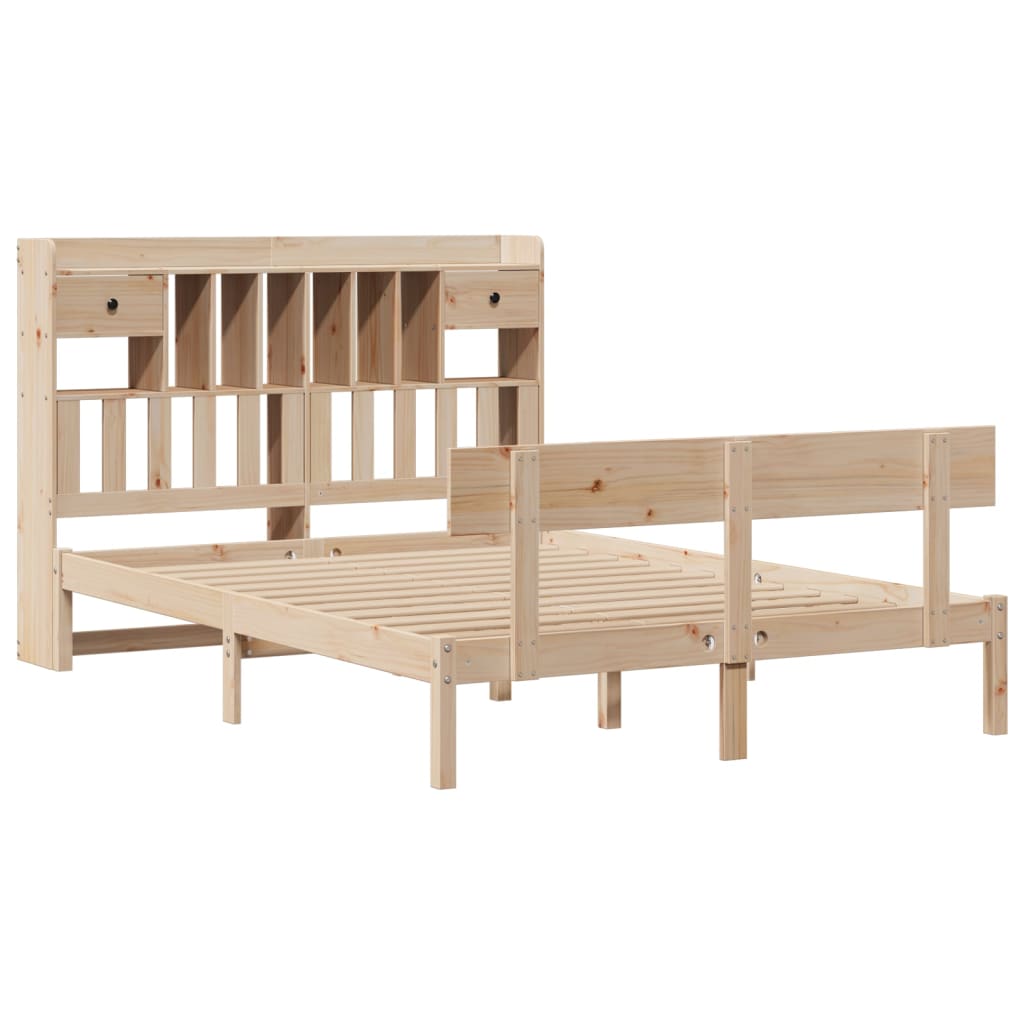 Bookcase Bed without Mattress 140x200 cm Solid Wood Pine