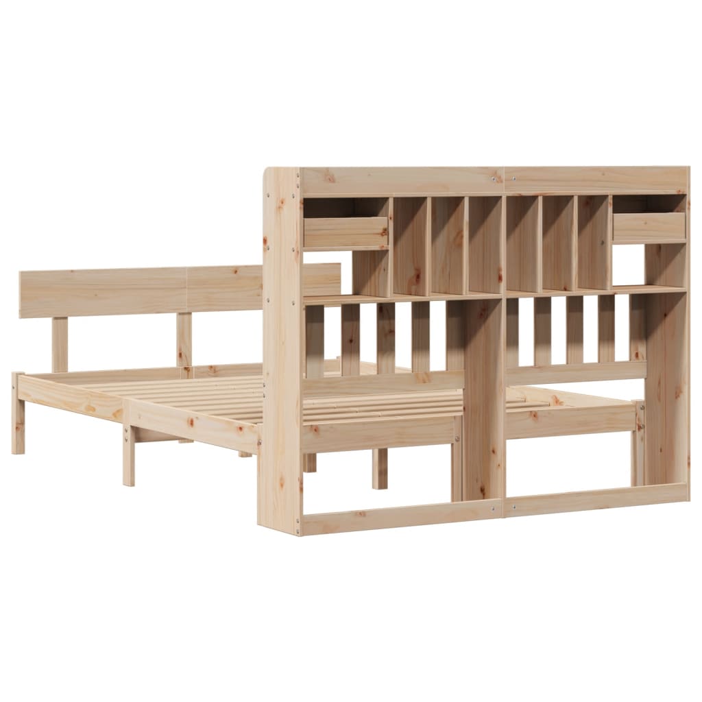 Bookcase Bed without Mattress 140x200 cm Solid Wood Pine