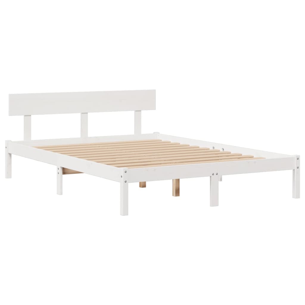 Bookcase Bed without Mattress White 140x200 cm Solid Wood Pine