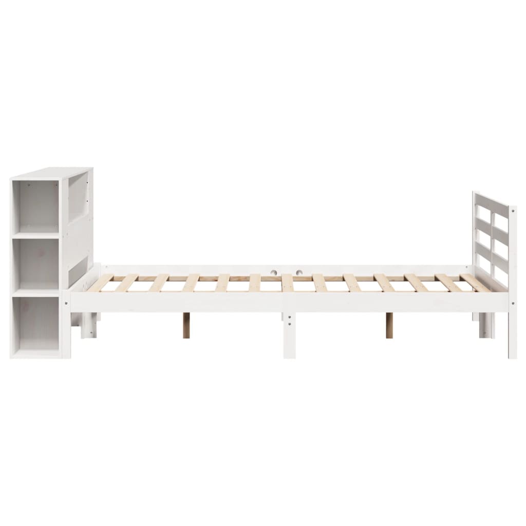 Bookcase Bed without Mattress White 140x190 cm Solid Wood Pine