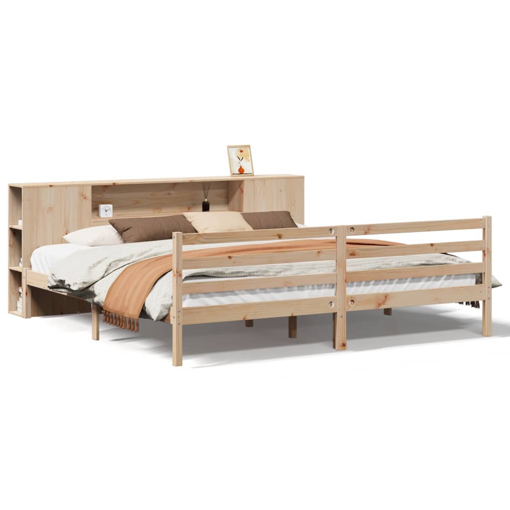 Bookcase Bed without Mattress 200x200 cm Solid Wood Pine
