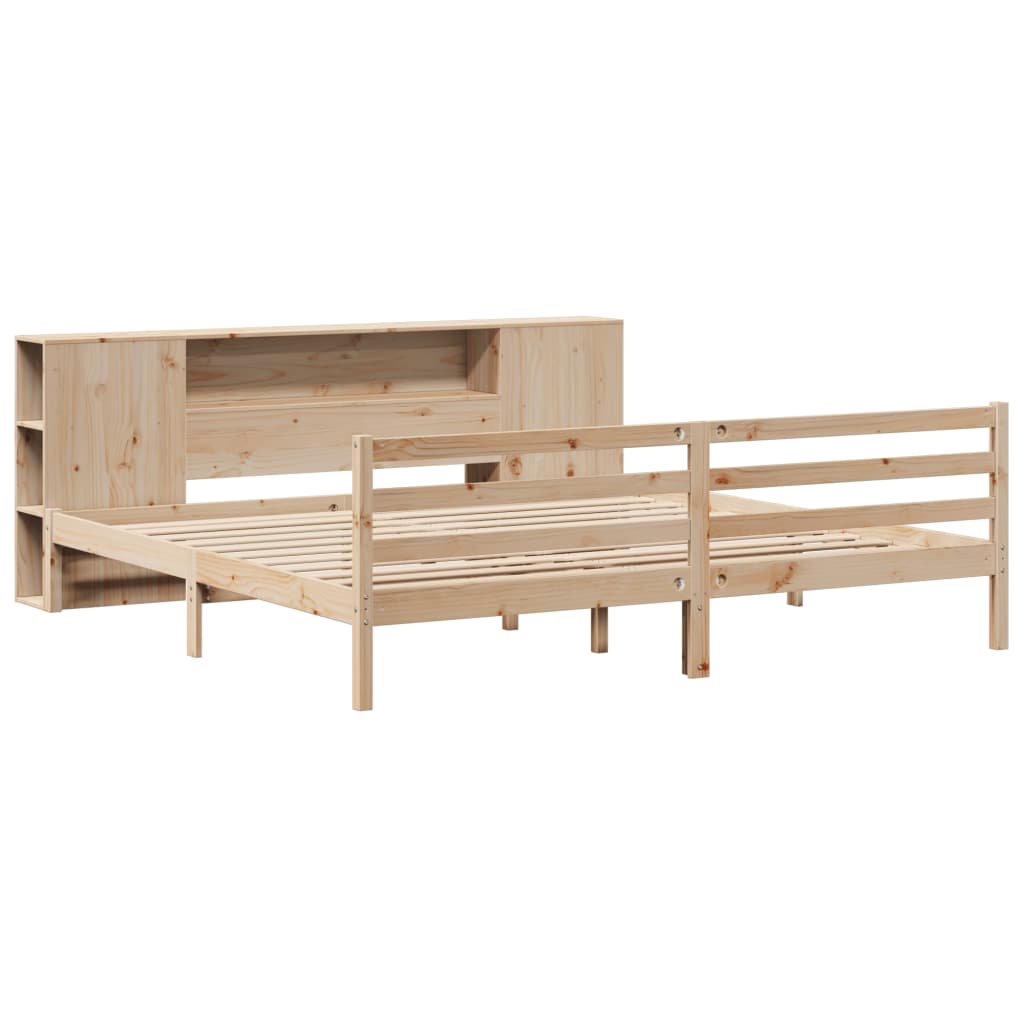 Bookcase Bed without Mattress 200x200 cm Solid Wood Pine
