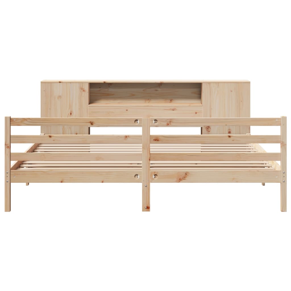 Bookcase Bed without Mattress 200x200 cm Solid Wood Pine