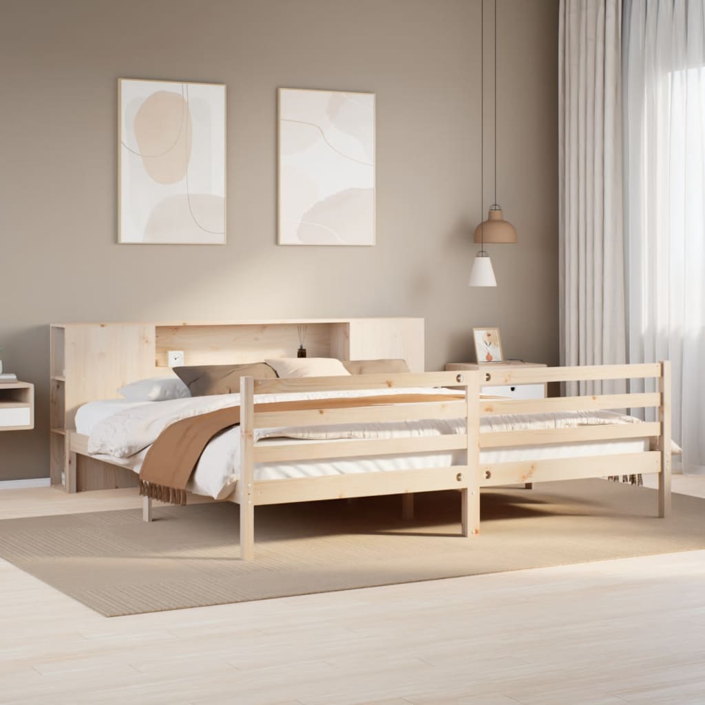 Bookcase Bed without Mattress 200x200 cm Solid Wood Pine