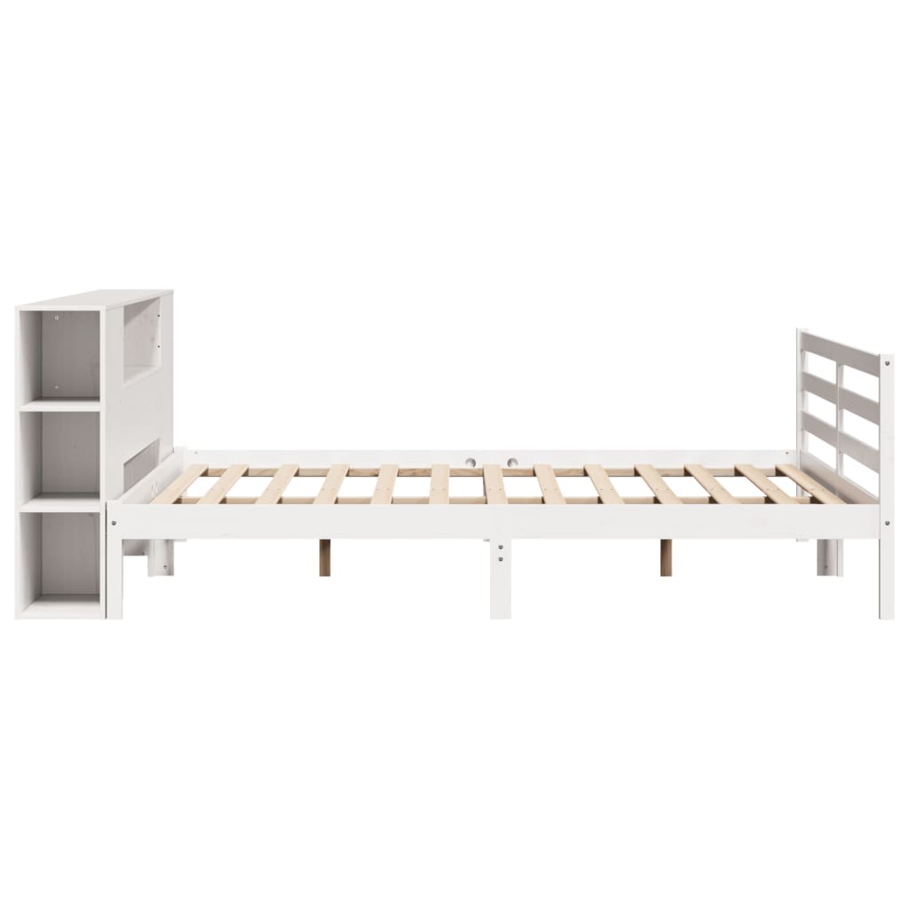 Bookcase Bed without Mattress White 200x200 cm Solid Wood Pine