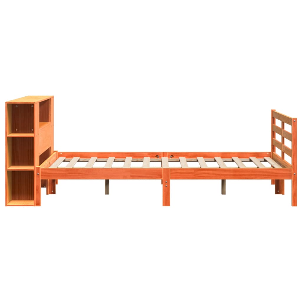Bookcase Bed without Mattress Wax Brown 140x190 cm Solid Wood Pine