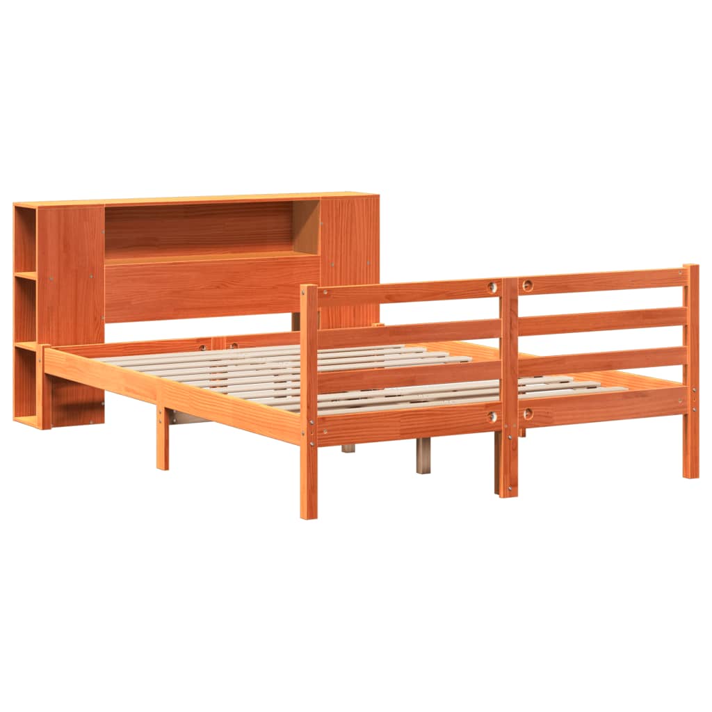 Bookcase Bed without Mattress Wax Brown 120x200 cm Solid Wood Pine