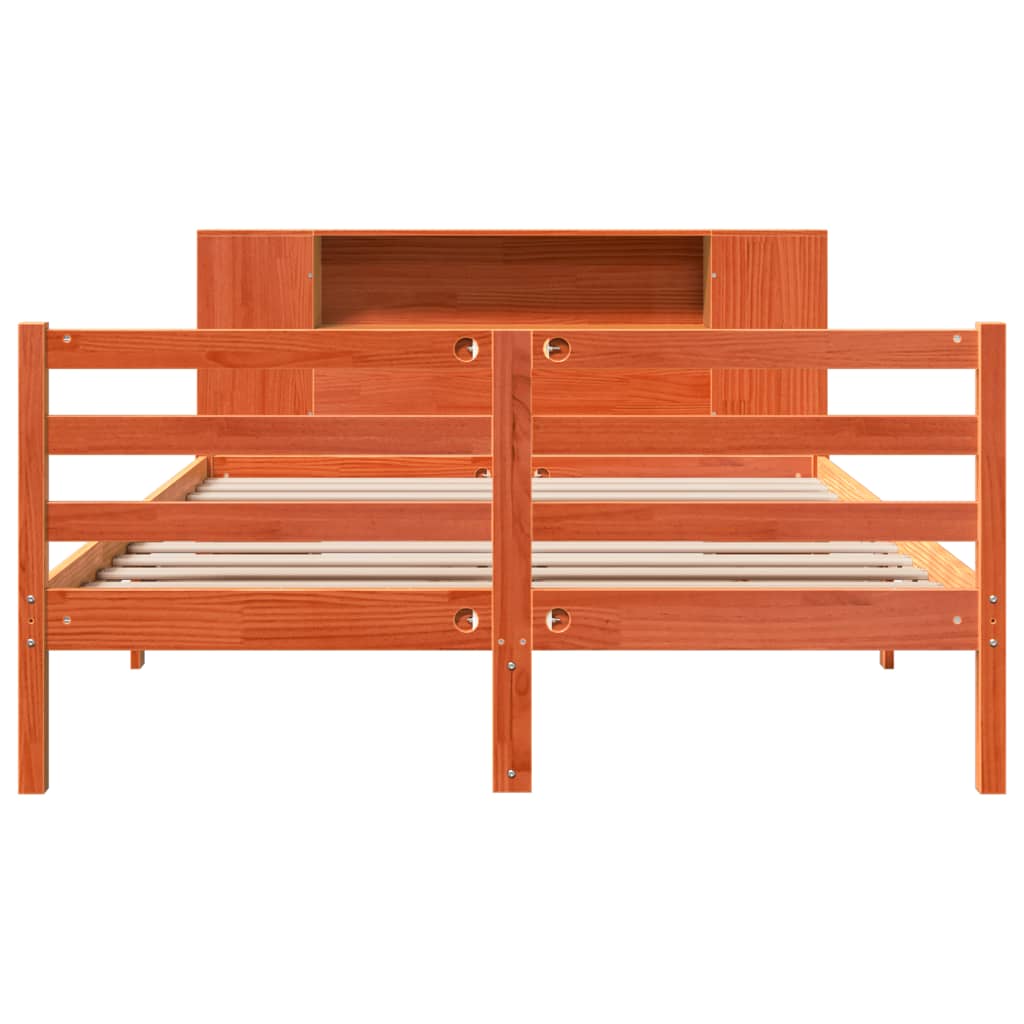 Bookcase Bed without Mattress Wax Brown 120x200 cm Solid Wood Pine