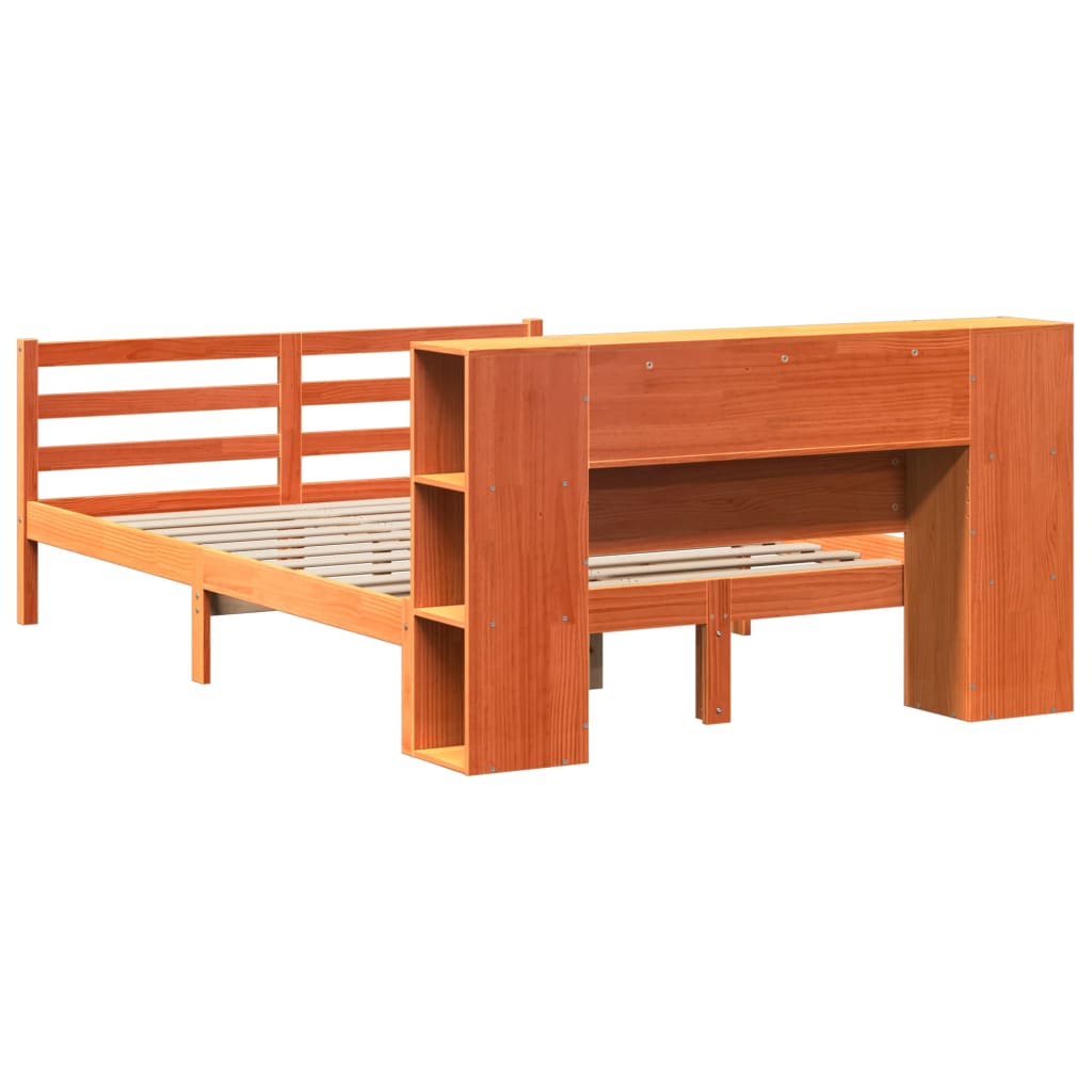 Bookcase Bed without Mattress Wax Brown 120x200 cm Solid Wood Pine