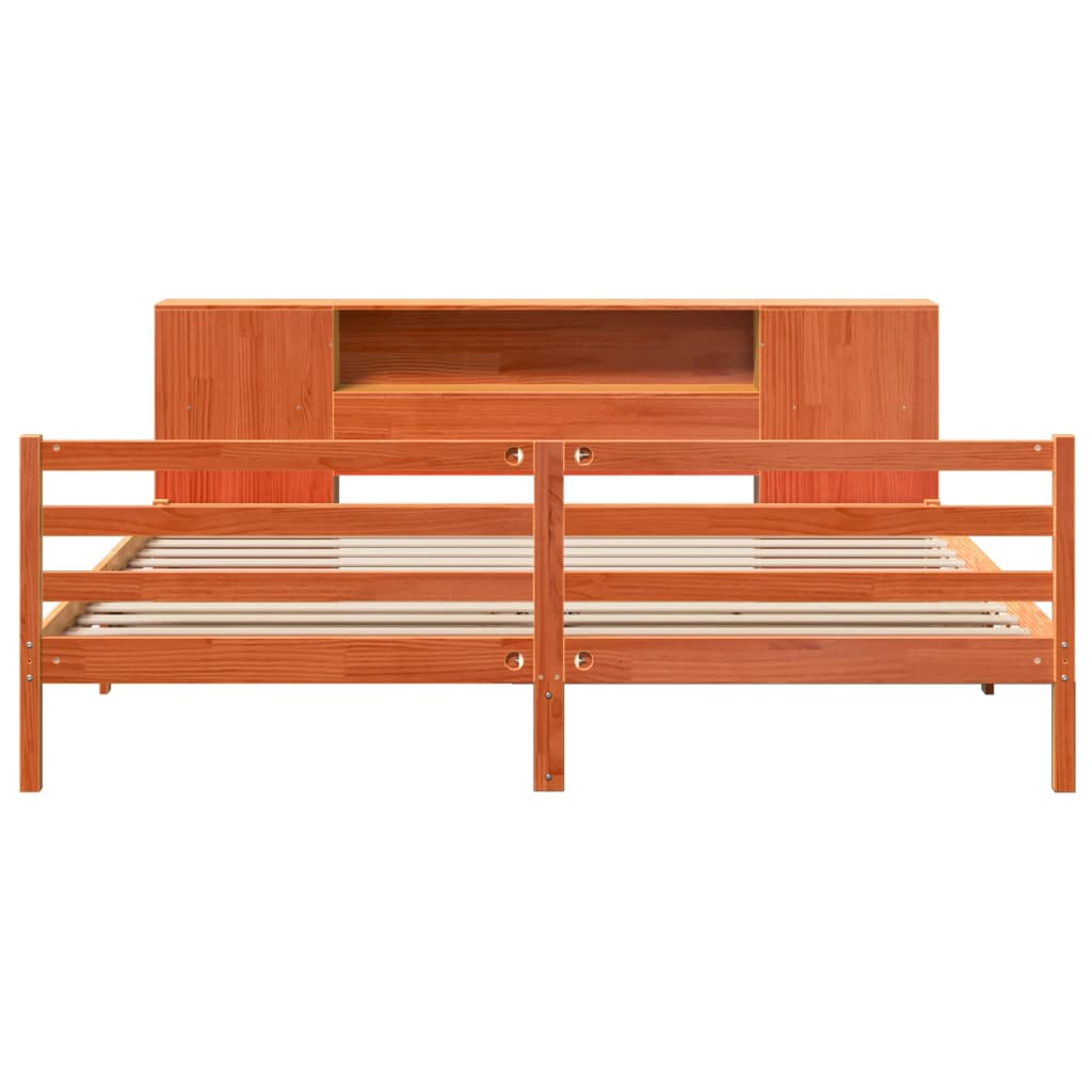 Bookcase Bed without Mattress Wax Brown 180x200 cm Super King Solid Wood Pine