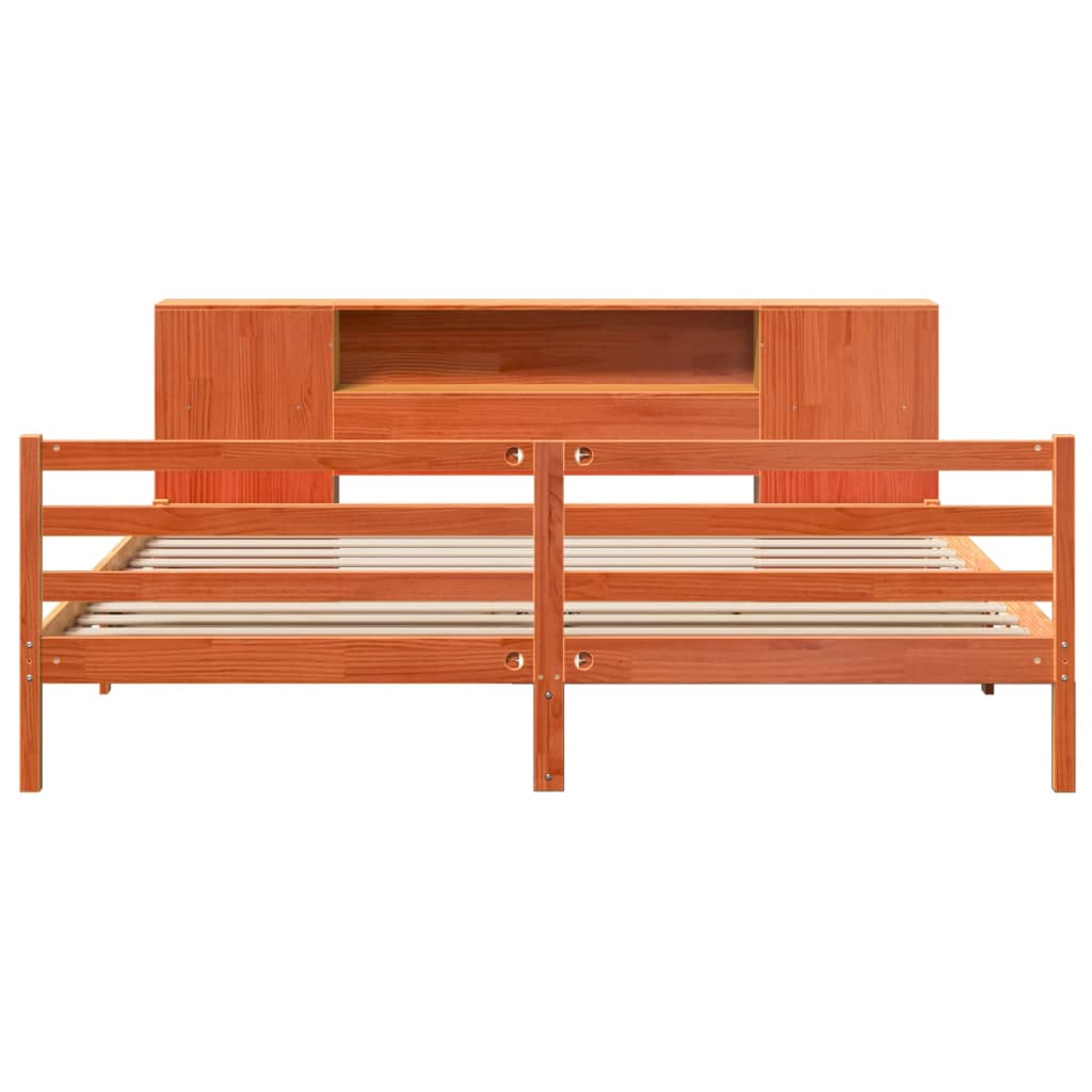 Bookcase Bed without Mattress Wax Brown 200x200 cm Solid Wood Pine