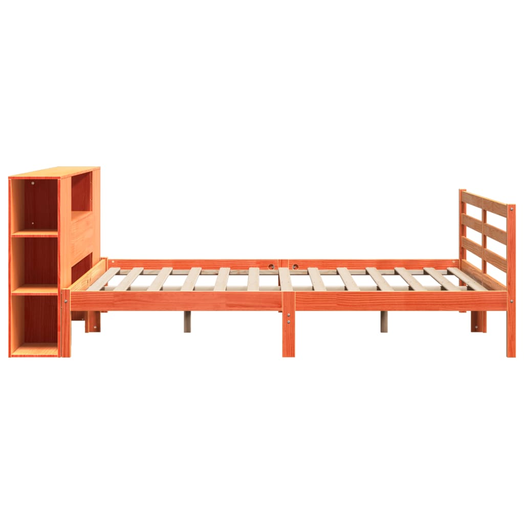 Bookcase Bed without Mattress Wax Brown 200x200 cm Solid Wood Pine