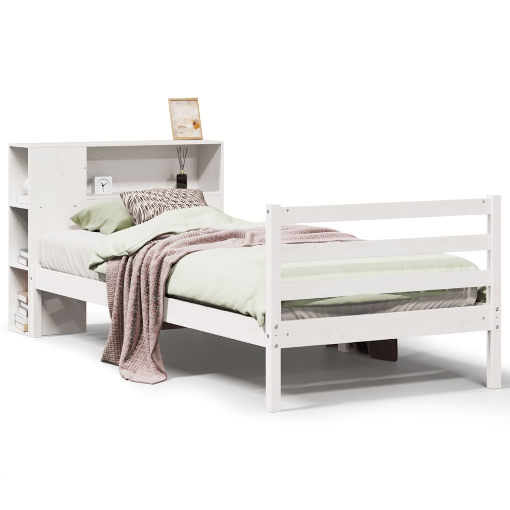 Bookcase Bed without Mattress White 90x200 cm Solid Wood Pine