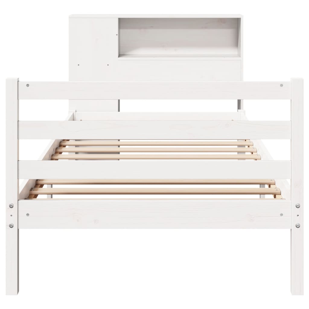Bookcase Bed without Mattress White 90x200 cm Solid Wood Pine