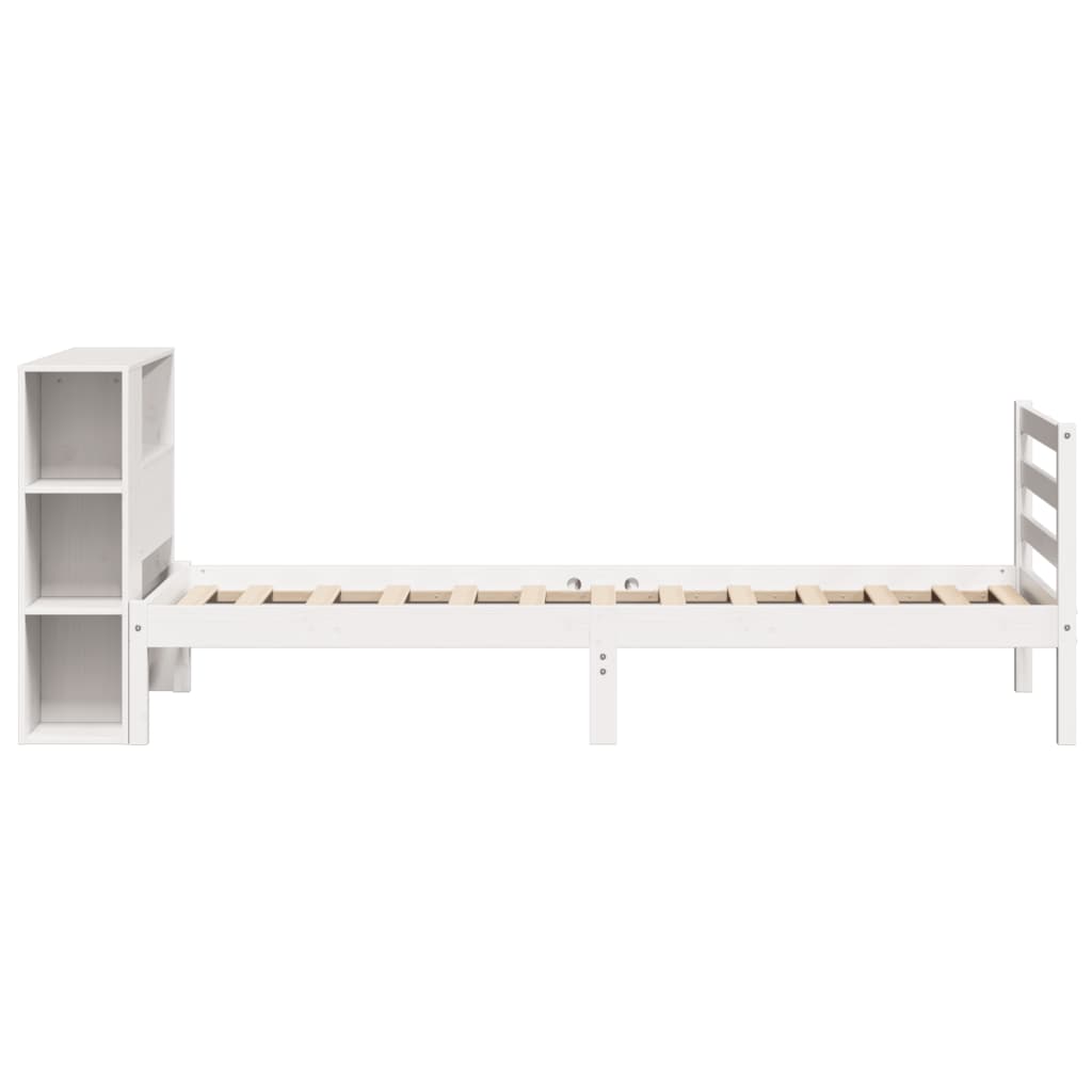 Bookcase Bed without Mattress White 100x200 cm Solid Wood Pine