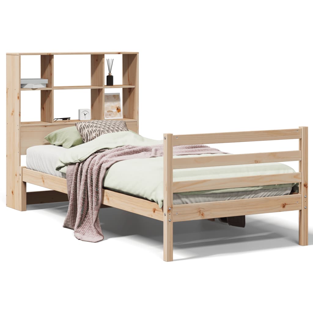 Bookcase Bed without Mattress 90x200 cm Solid Wood Pine