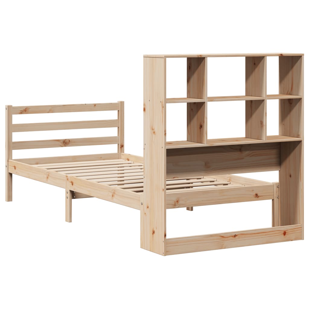 Bookcase Bed without Mattress 90x200 cm Solid Wood Pine