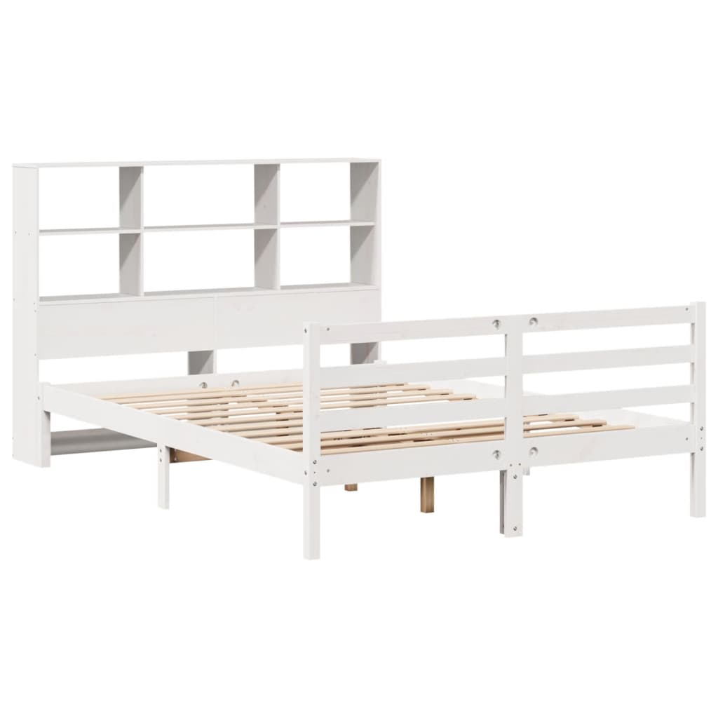 Bookcase Bed without Mattress White 160x200 cm Solid Wood Pine