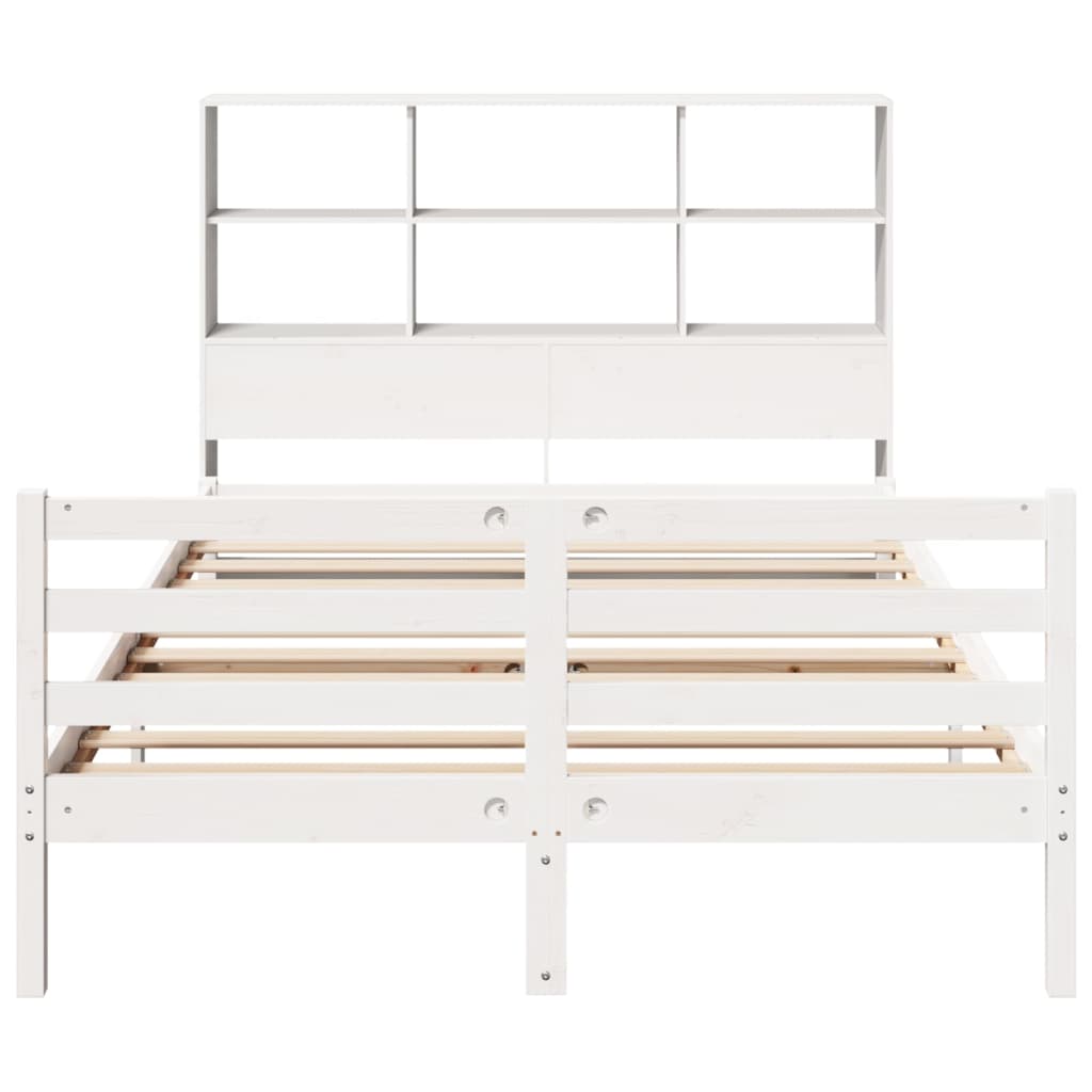 Bookcase Bed without Mattress White 160x200 cm Solid Wood Pine