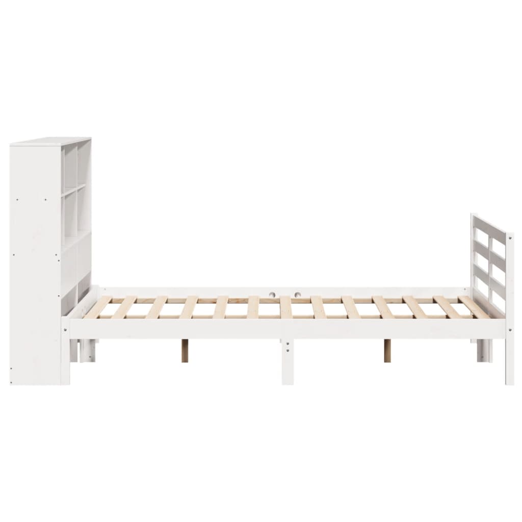 Bookcase Bed without Mattress White 160x200 cm Solid Wood Pine
