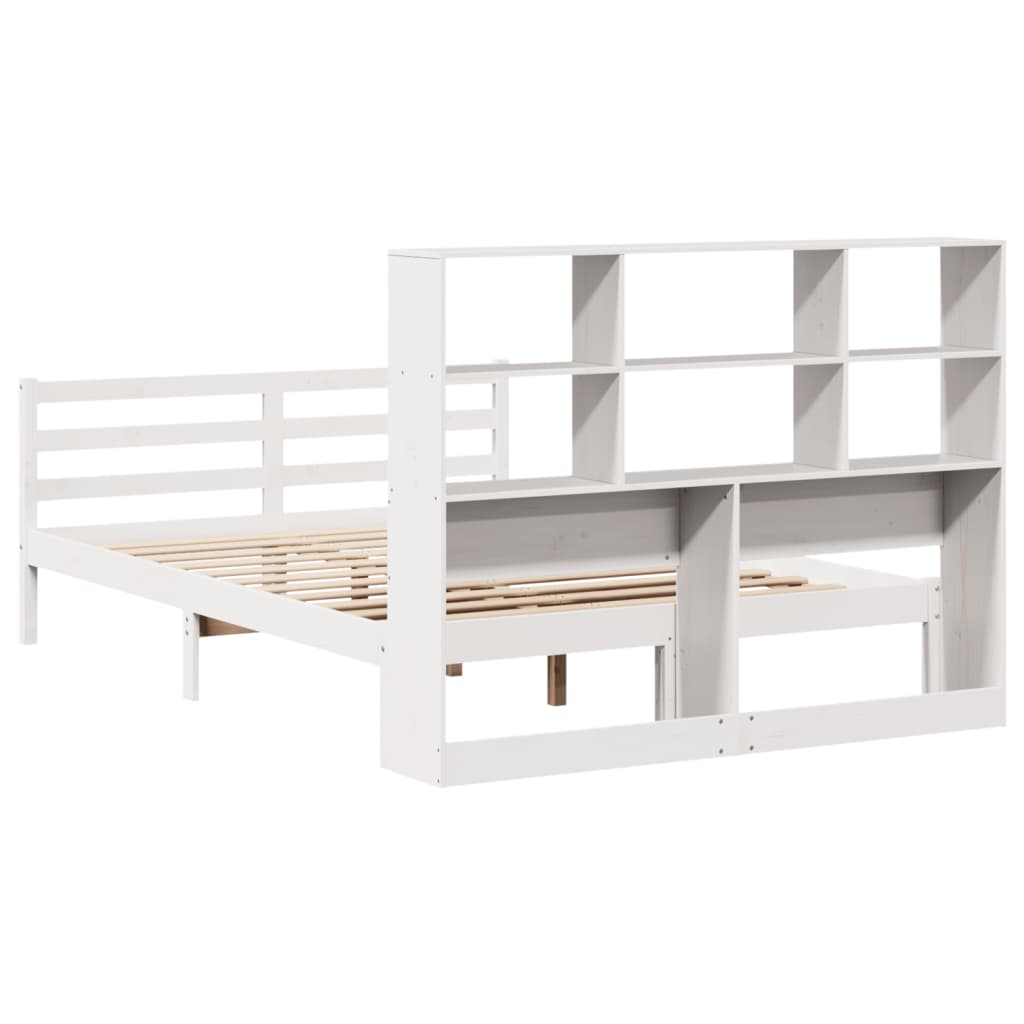 Bookcase Bed without Mattress White 160x200 cm Solid Wood Pine