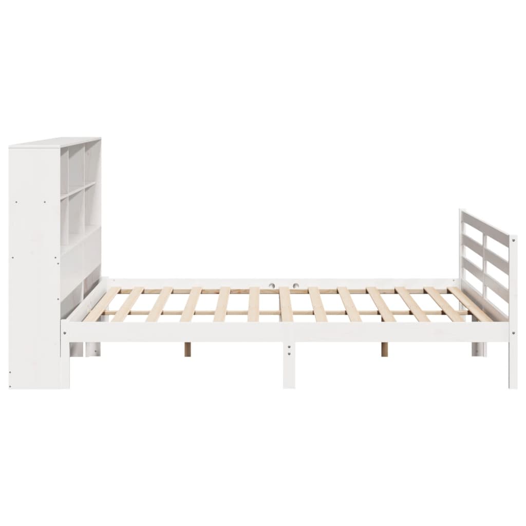 Bookcase Bed without Mattress White 180x200 cm Super King Solid Wood Pine