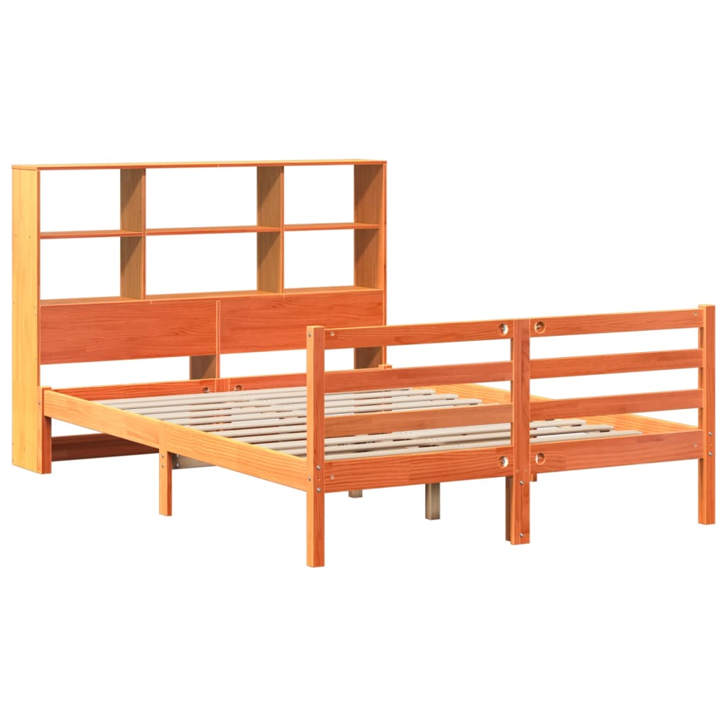 Bookcase Bed without Mattress Wax Brown 160x200 cm Solid Wood