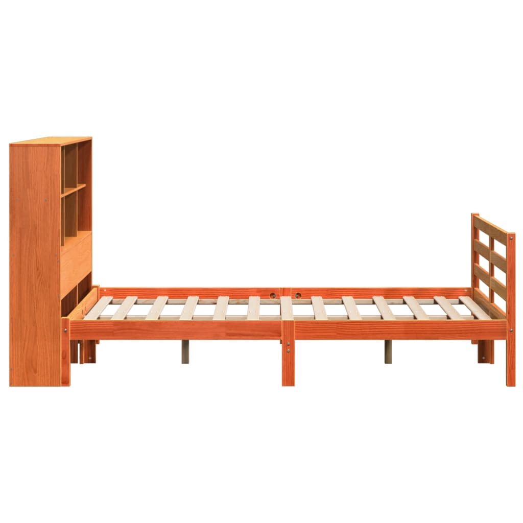 Bookcase Bed without Mattress Wax Brown 160x200 cm Solid Wood
