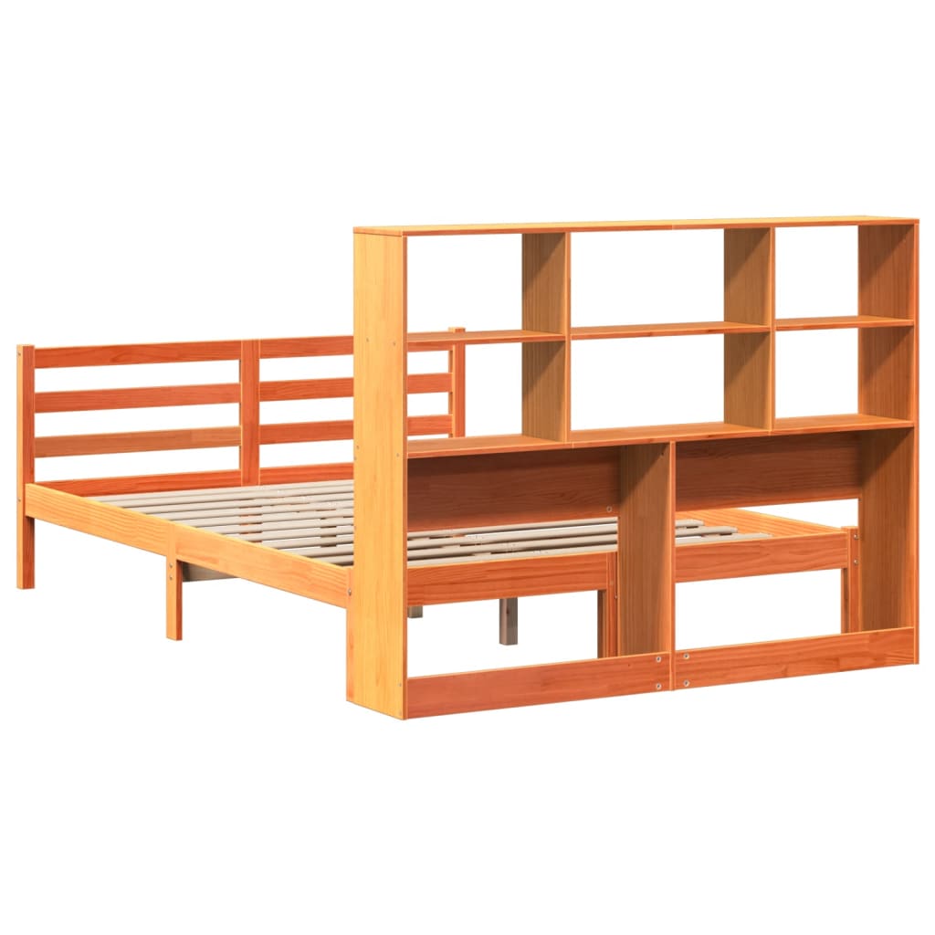 Bookcase Bed without Mattress Wax Brown 160x200 cm Solid Wood