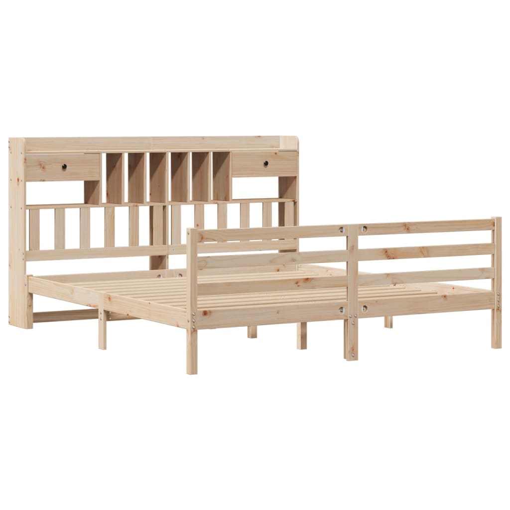 Bookcase Bed without Mattress 180x200 cm Super King Solid Wood Pine