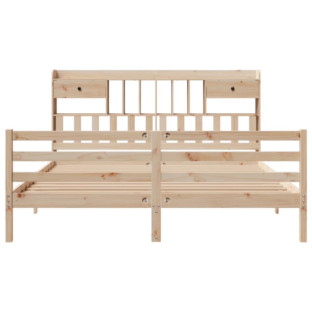 Bookcase Bed without Mattress 180x200 cm Super King Solid Wood Pine
