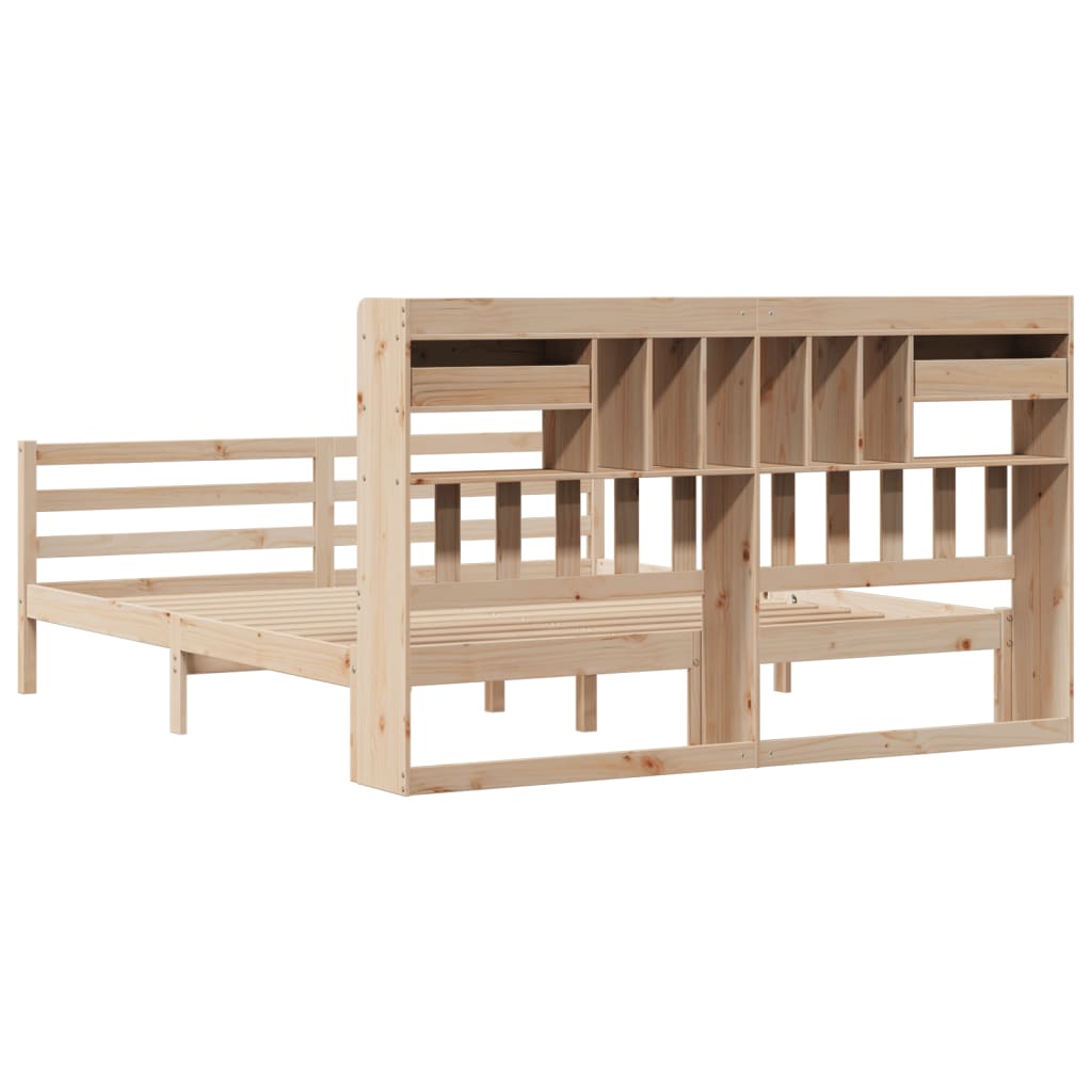 Bookcase Bed without Mattress 180x200 cm Super King Solid Wood Pine