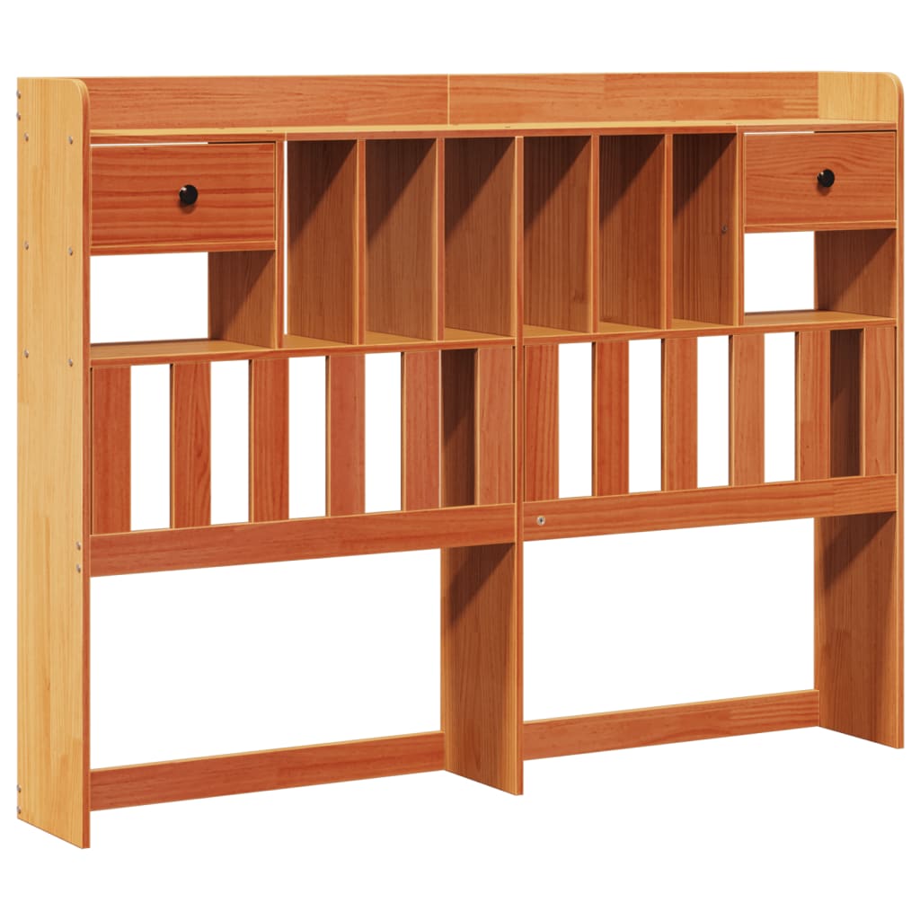 Bookcase Bed without Mattress Wax Brown 160x200cm Solid Wood Pine