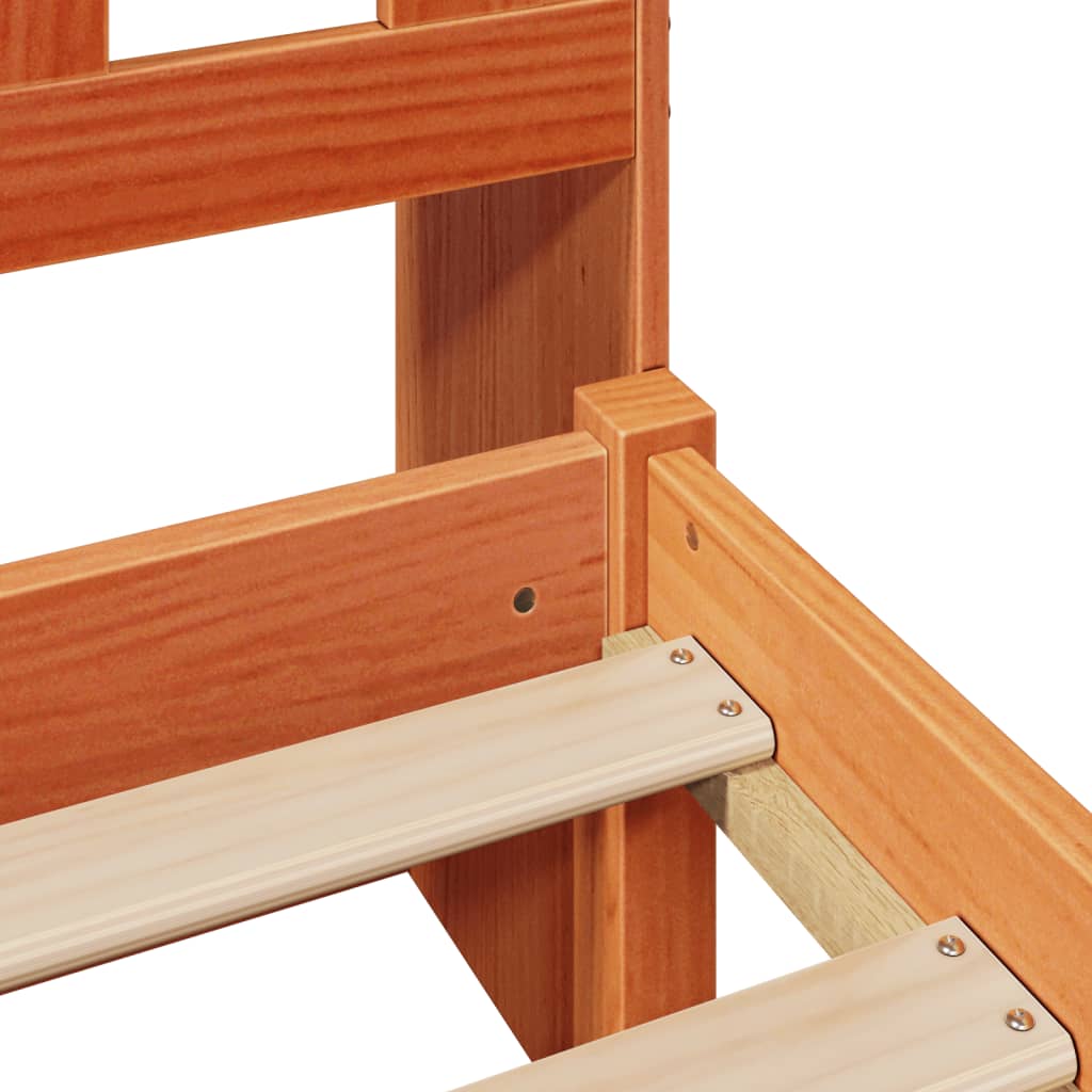 Bookcase Bed without Mattress Wax Brown 160x200cm Solid Wood Pine